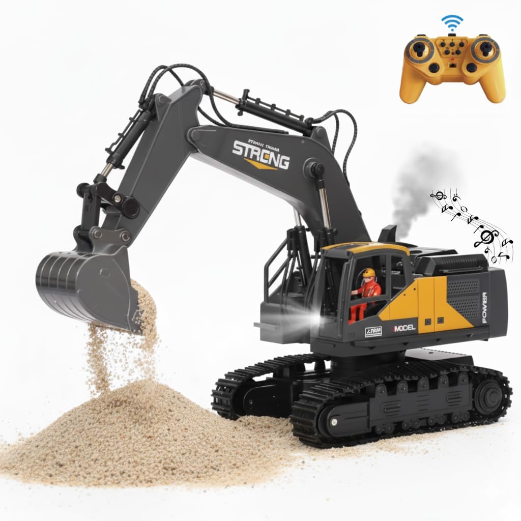 Metal JCB Excavator with 12-Channel Function, 2.4GHz Remote Control