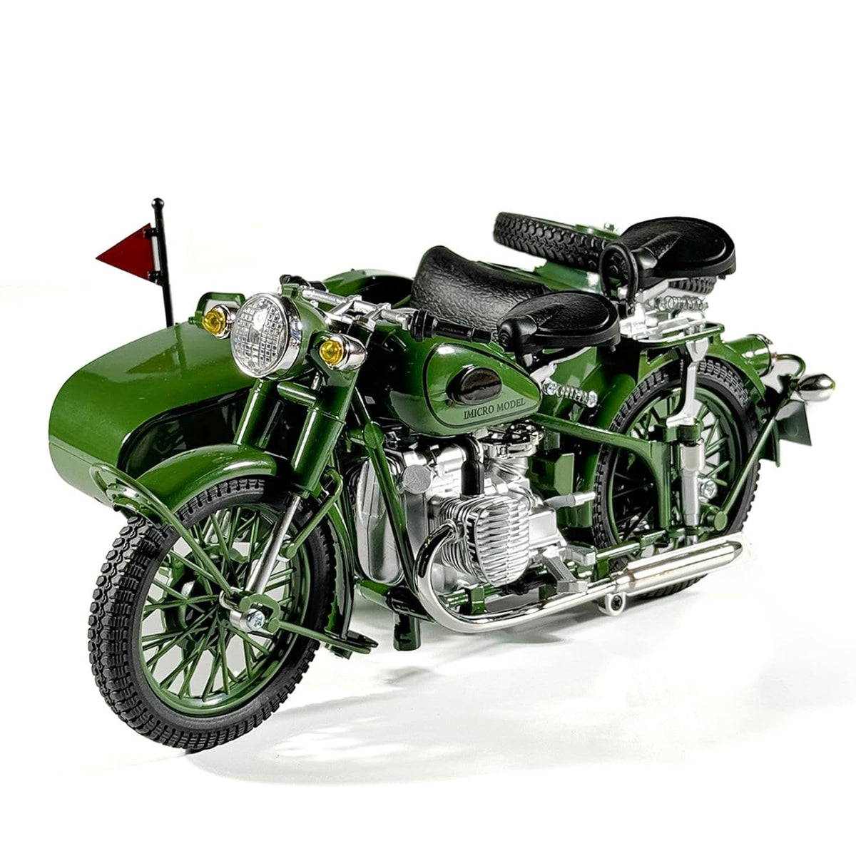 Vintage Military Sidecar Motorcycle 1:10 Diecast Metal Model – Classic Collectible Bike