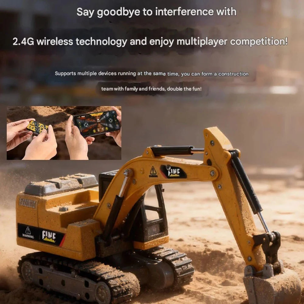 Mini RC Excavator Toy 1:64 Scale Construction Vehicle