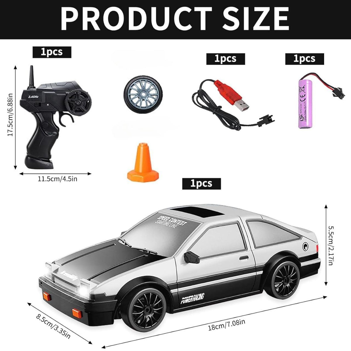 Toyota AE86 1:24 Scale Remote Control Drift Car