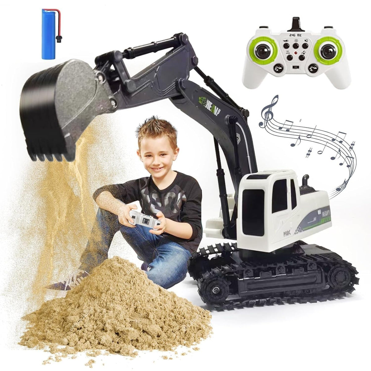 Metal Shovel Remote Control Excavator – 11-Channel RC Construction Vehicle