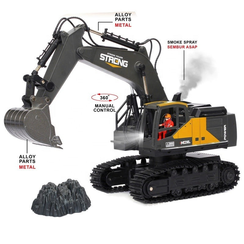 Metal JCB Excavator with 12-Channel Function, 2.4GHz Remote Control