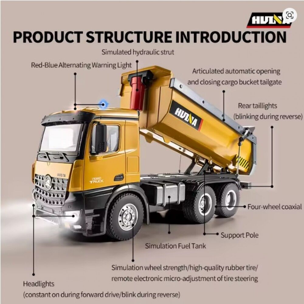 Huina 1573 1:14 Scale Remote Control Dumper Truck