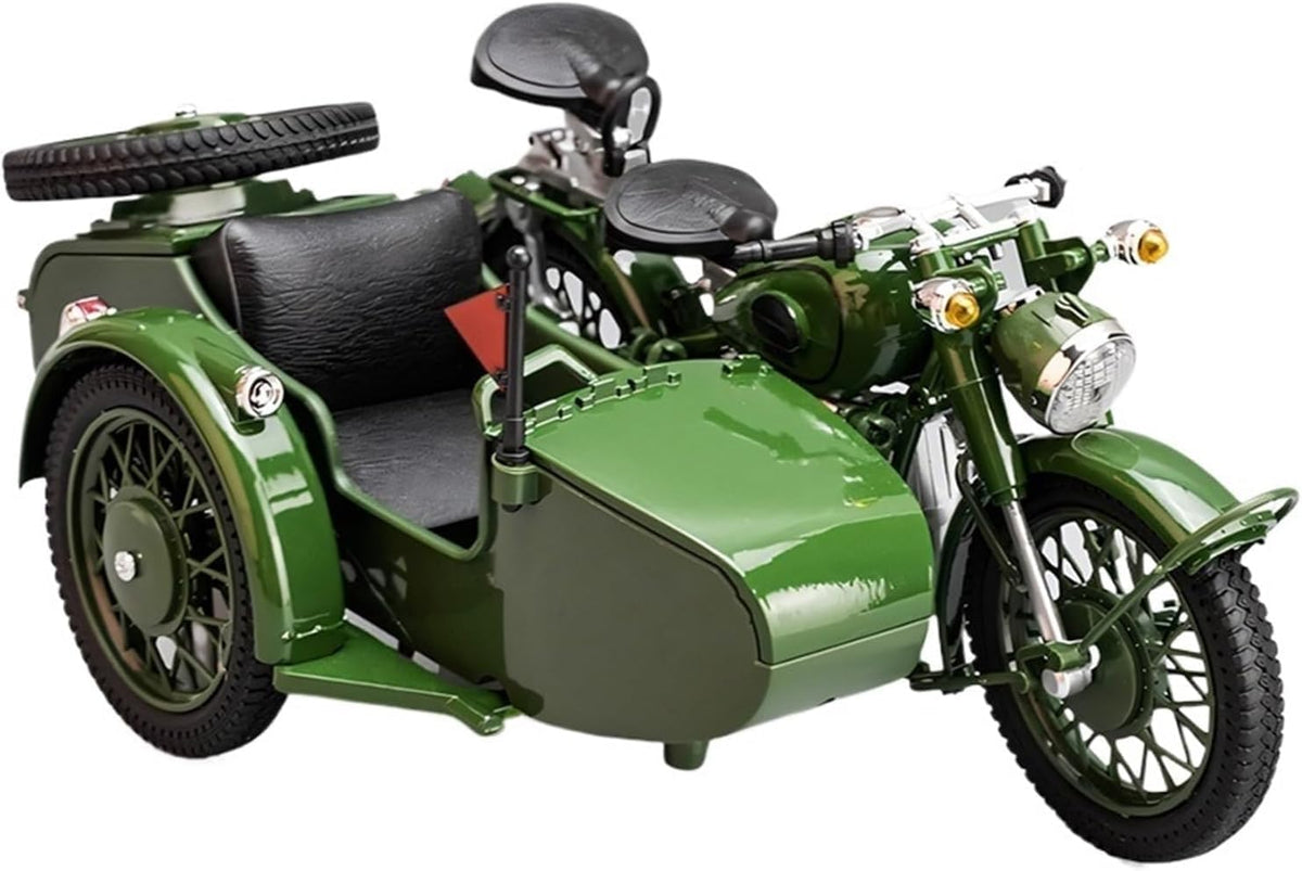 Vintage Military Sidecar Motorcycle 1:10 Diecast Metal Model – Classic Collectible Bike