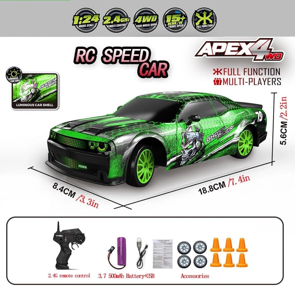 Ghost Arrive Green Edition With Drift Remote & Accessories Car 1:24 Scale