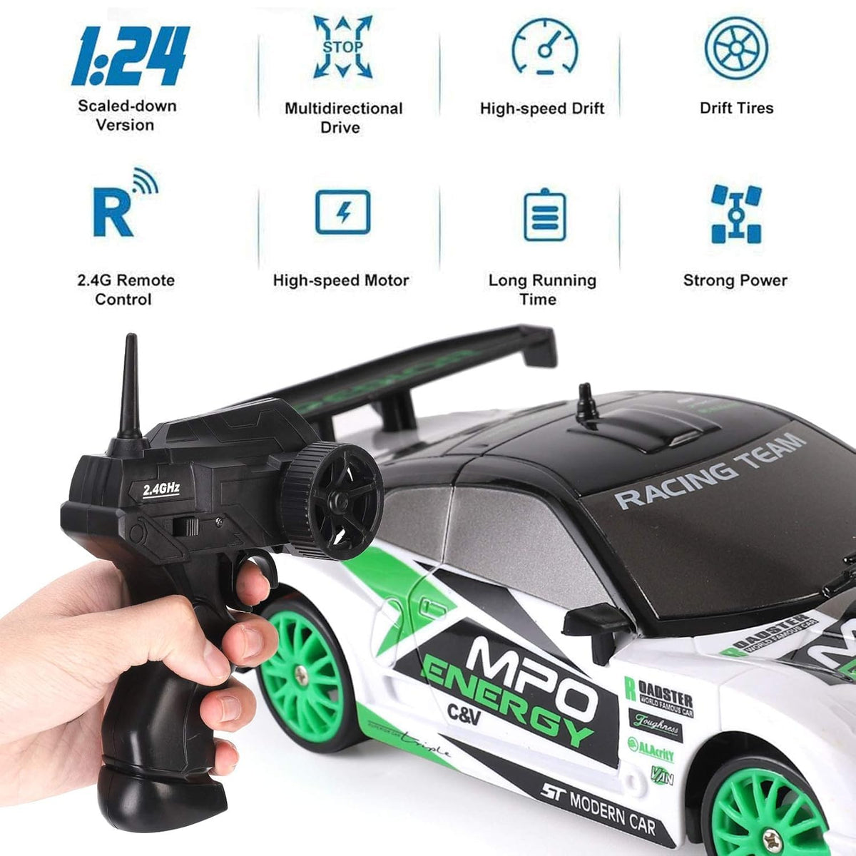 RC Drift Car | 1/24 2.4GHz 4WD Remote Control Sport Car Toy