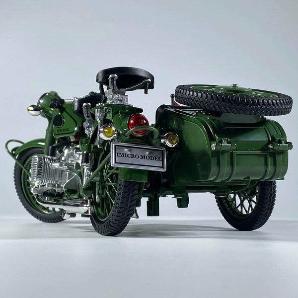 Vintage Military Sidecar Motorcycle 1:10 Diecast Metal Model – Classic Collectible Bike