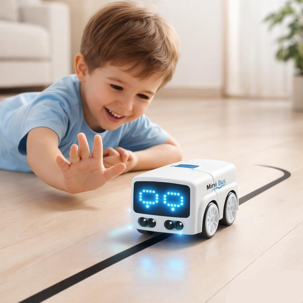 Magic Bus – Follow Line Car, Auto LED Expression Lights & 4 Play Modes