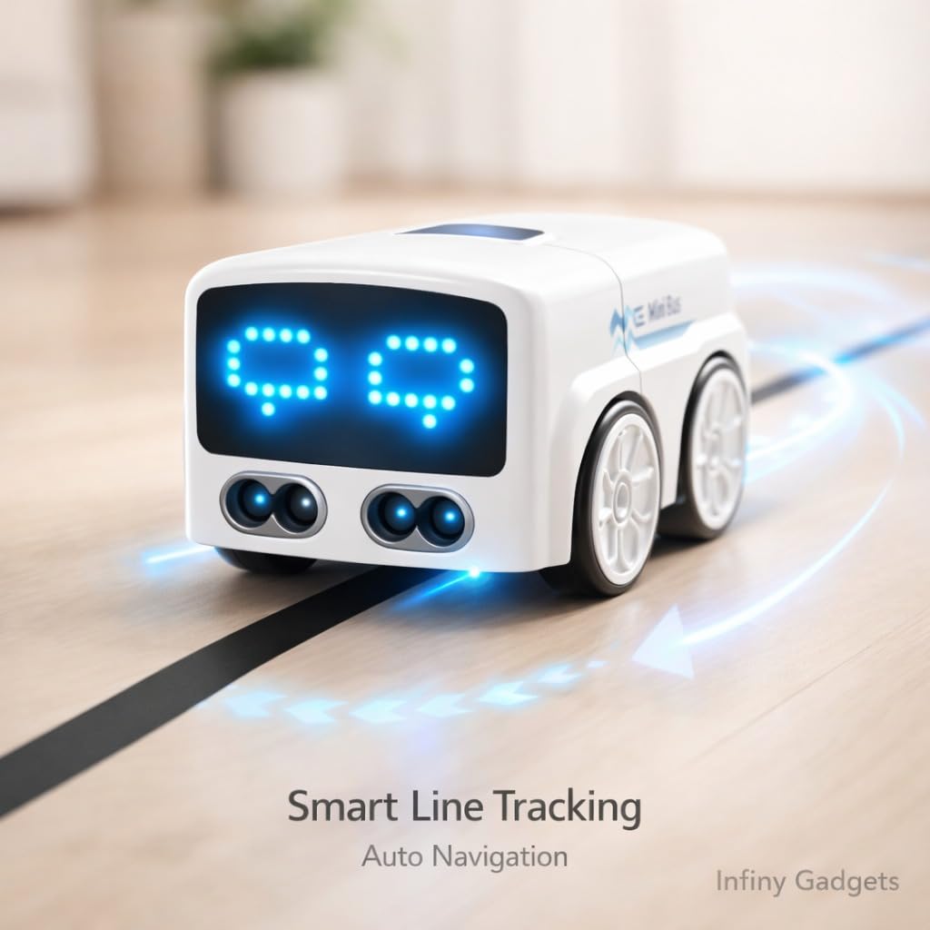 Magic Bus – Follow Line Car, Auto LED Expression Lights & 4 Play Modes