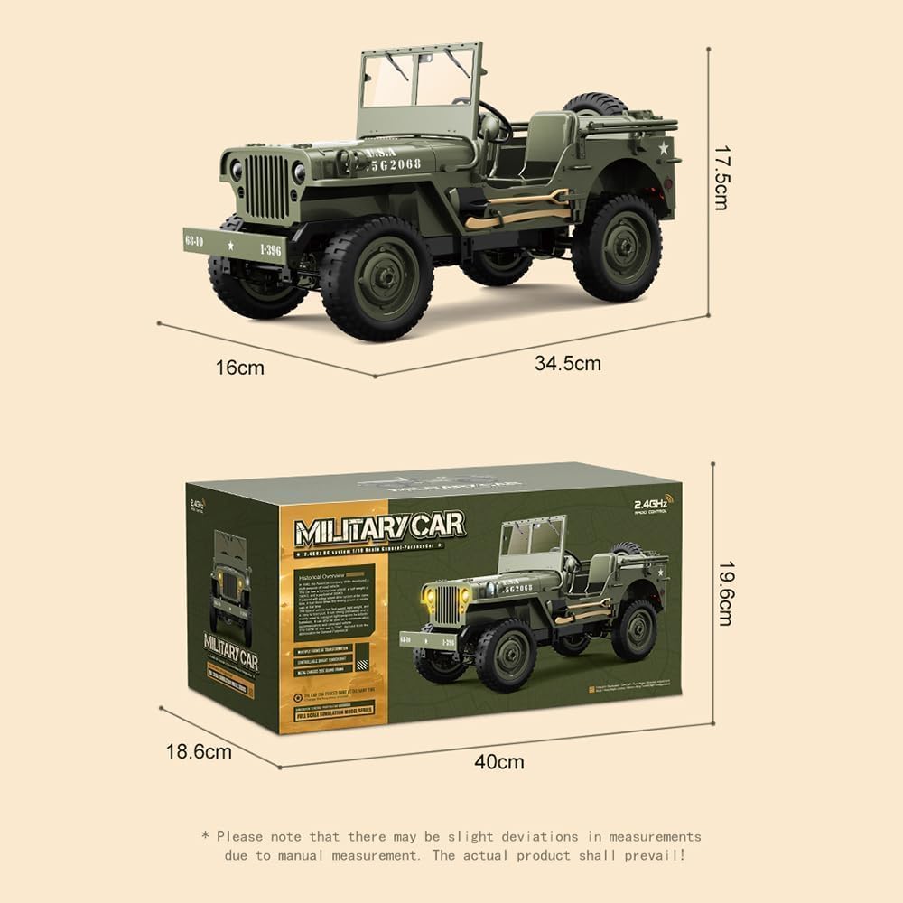JJRC 4WD RC Military Jeep – 1:16 Scale Off-Road Army Vehicle