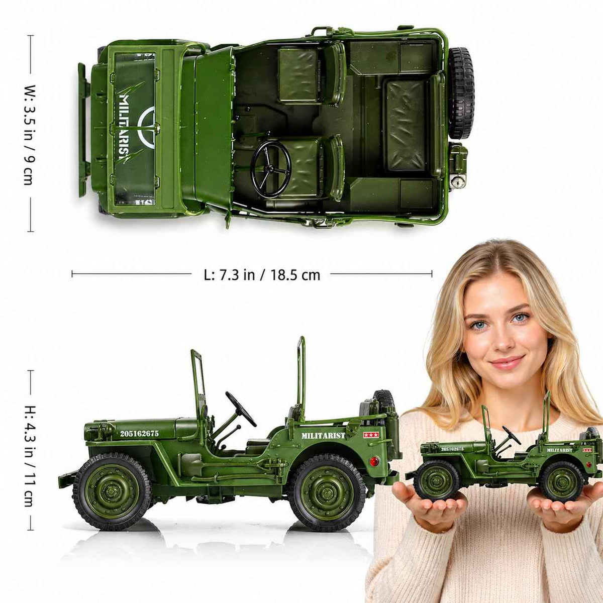 Military Jeep Tactical 1:18 Diecast Scale Model Car