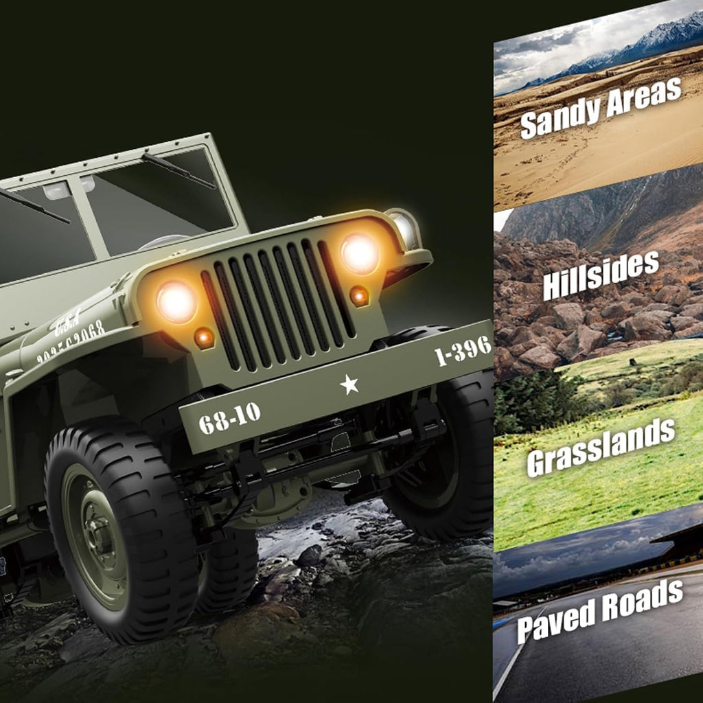 JJRC 4WD RC Military Jeep – 1:16 Scale Off-Road Army Vehicle