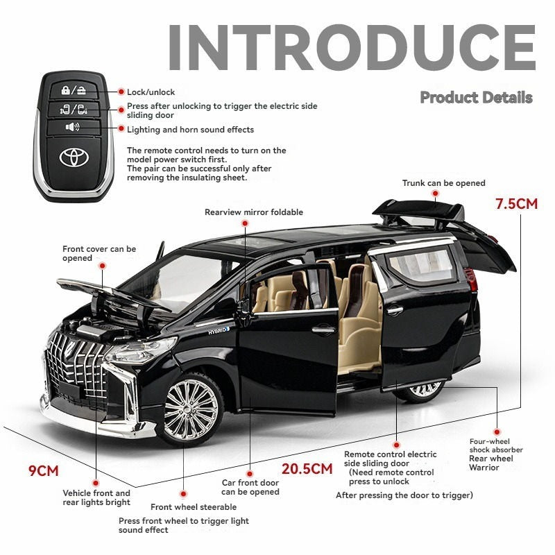 Toyota Alphard 1:24 with Key Remote Metal Diecast Car (TOYRAA)